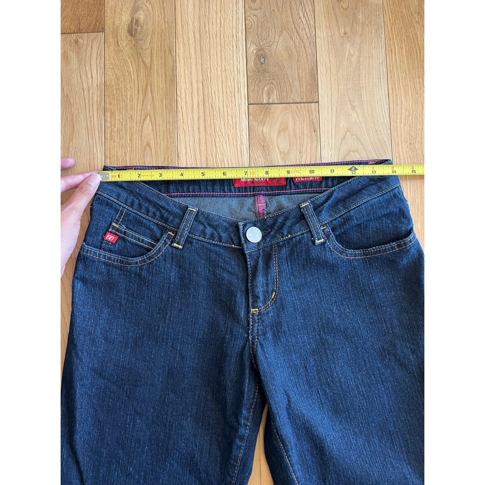 Vintage Y2K Miss Sixty Extra Low Rise Bootcut Denim Jeans Dark Wash Womens 28x32 - Picture 3 of 10